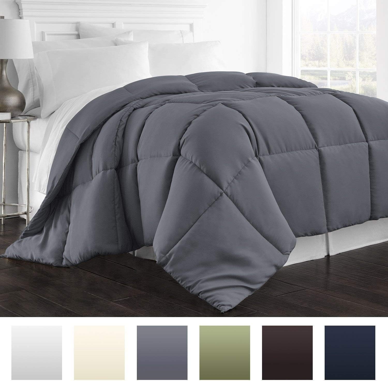 image:imageBeckham Hotel Collection 1300 Series All Season Luxury Goose Down Alternative Comforter FullQueen Gray