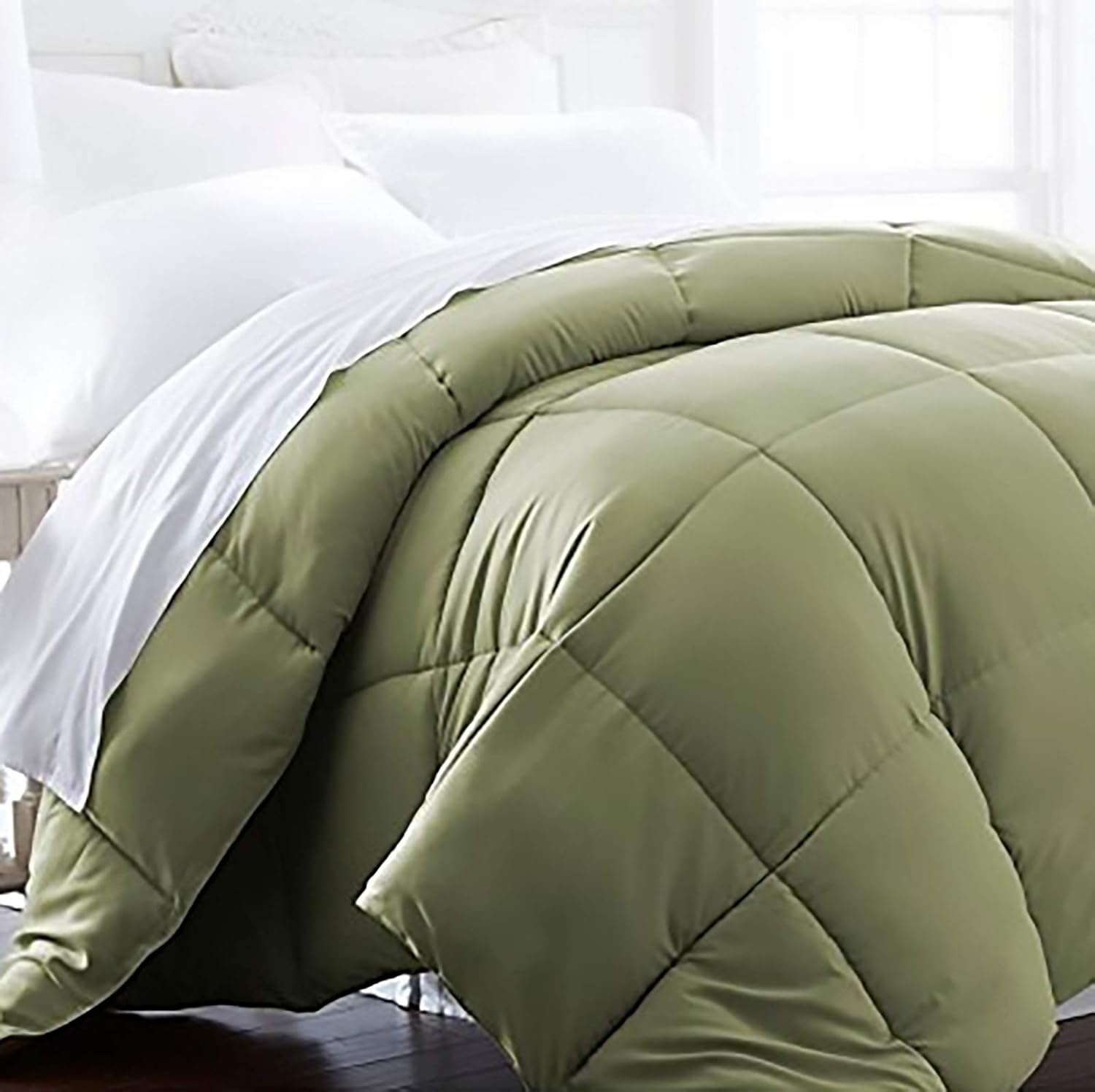 image:imageBeckham Hotel Collection FullQueen Size Comforter 1600 Series Down Alternative Home Bedding amp Duvet Insert CreamOlive
