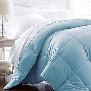 image:imageBeckham Hotel Collection FullQueen Size Comforter  1600 Series Down Alternative Home Bedding amp Duvet Insert  CreamSky Blue
