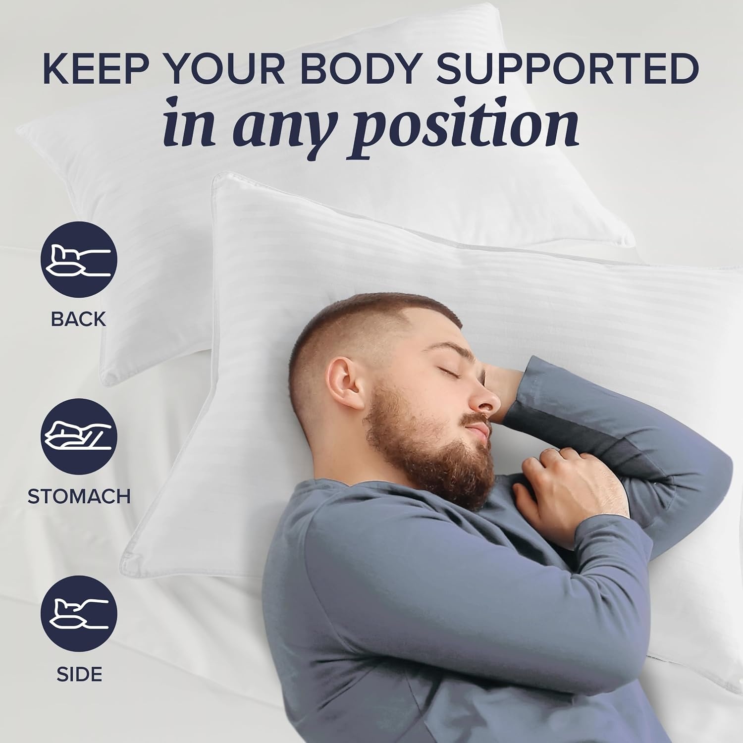 image:imageBeckham Hotel Collection 4 King Pillow Set 2 Down Alt amp 2 Memory Foam King Pillows