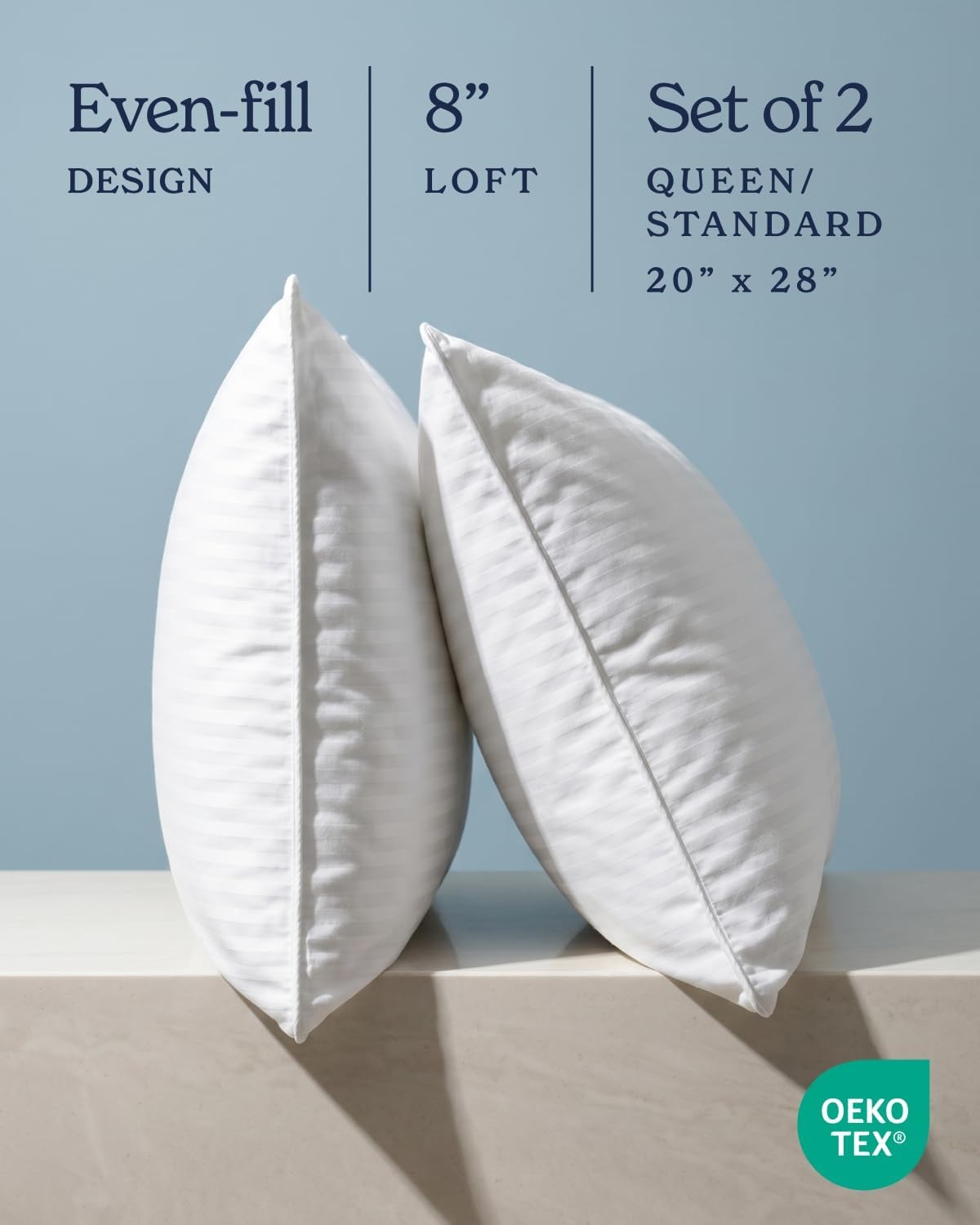 image:imageBeckham Hotel Collection Bed Pillows King Size Set of 2 Down Alternative Pillow for Back Stomach or Side SleepersWhite