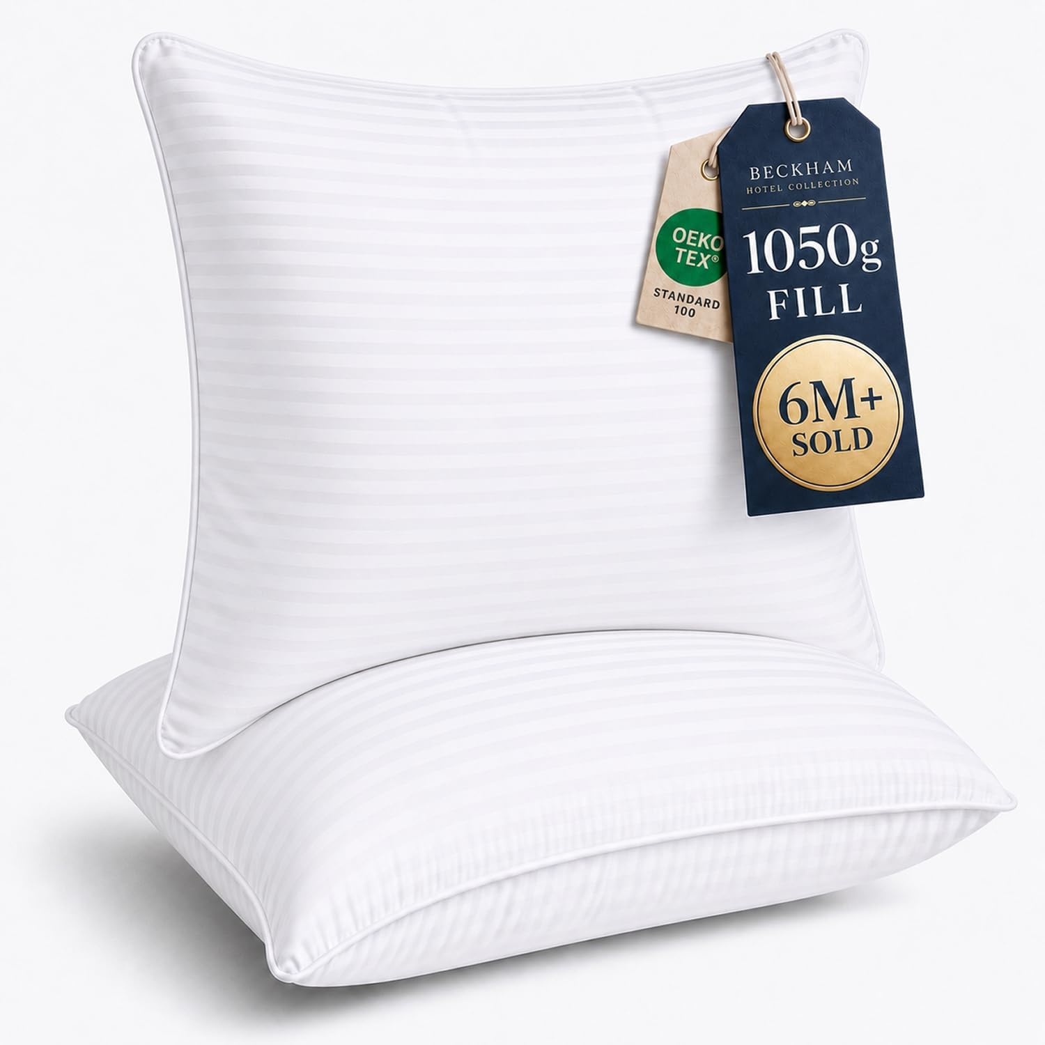 image:imageBeckham Hotel Collection Bed Pillows King Size Set of 2 Down Alternative Pillow for Back Stomach or Side SleepersWhite