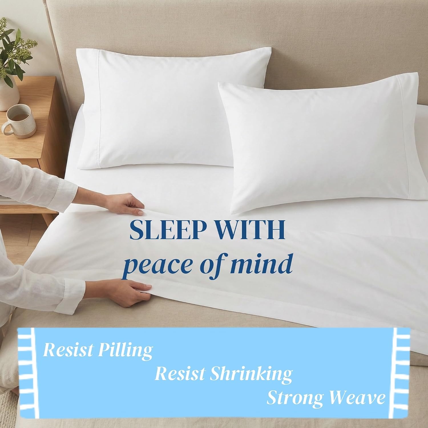 image:imageBeckham Hotel Collection Cooling Pillowcases for Hot Sleepers King Size Set of 2 Cool Bedding Envelope Closure Silky Soft Breathable MoistureWicking White05 Sand