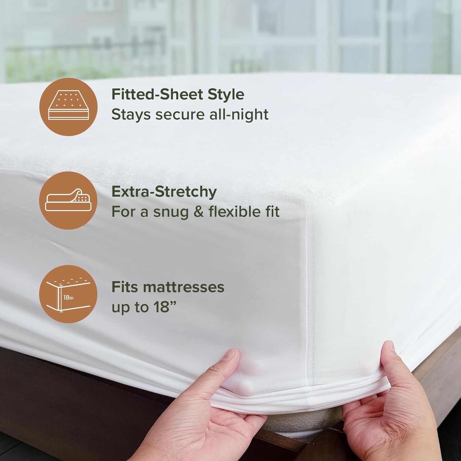 image:imageBeckham Hotel Collection Cotton Sheets Full Size 4Piece Set with Mattress Protector White