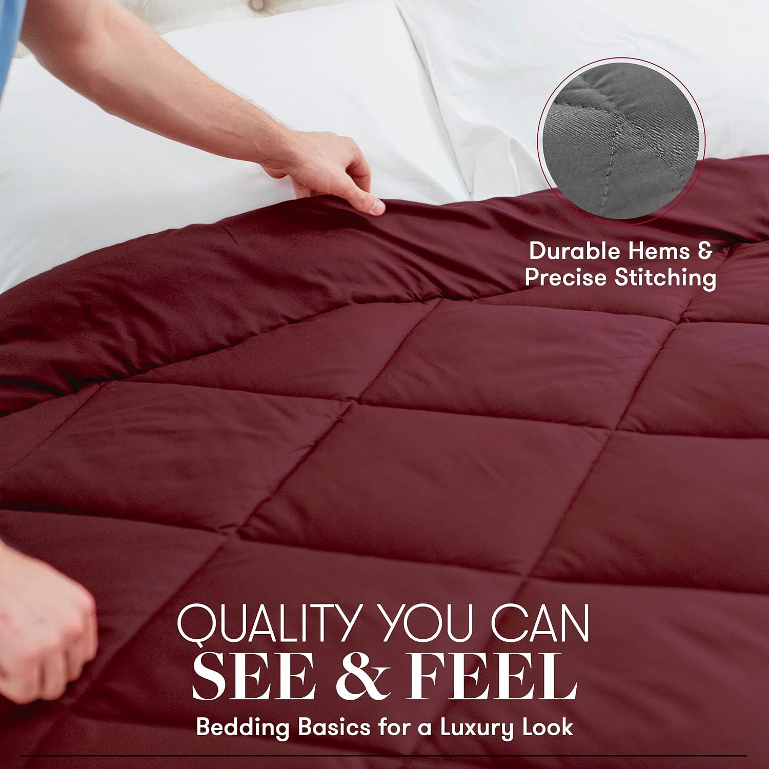 image:imageBeckham Hotel Collection Goose Down Alternative Reversible Comforter All Season Premium Quality Luxury Comforter TwinTwin XL GreyBlack