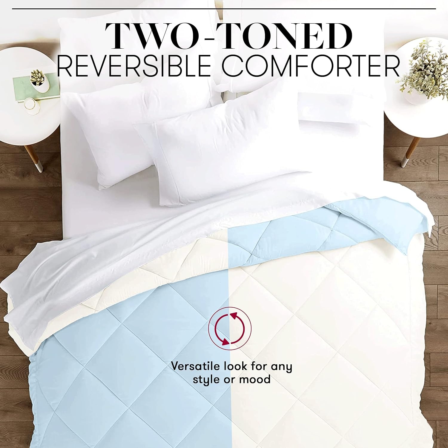 image:imageBeckham Hotel Collection Goose Down Alternative Reversible Comforter All Season Premium Quality Luxury Comforter TwinTwin XL GreyBlack