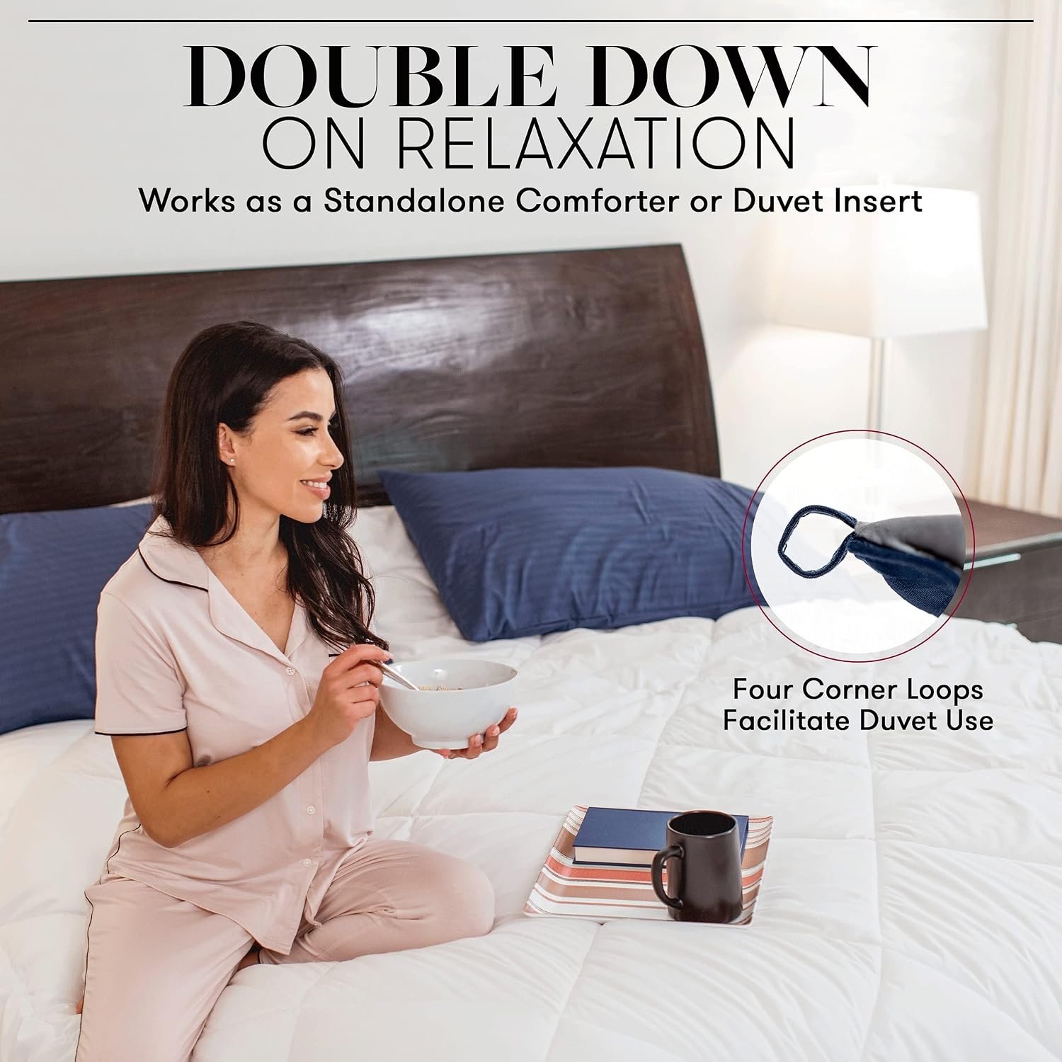 image:imageBeckham Hotel Collection Goose Down Alternative Reversible Comforter All Season Premium Quality Luxury Comforter TwinTwin XL GreyBlack