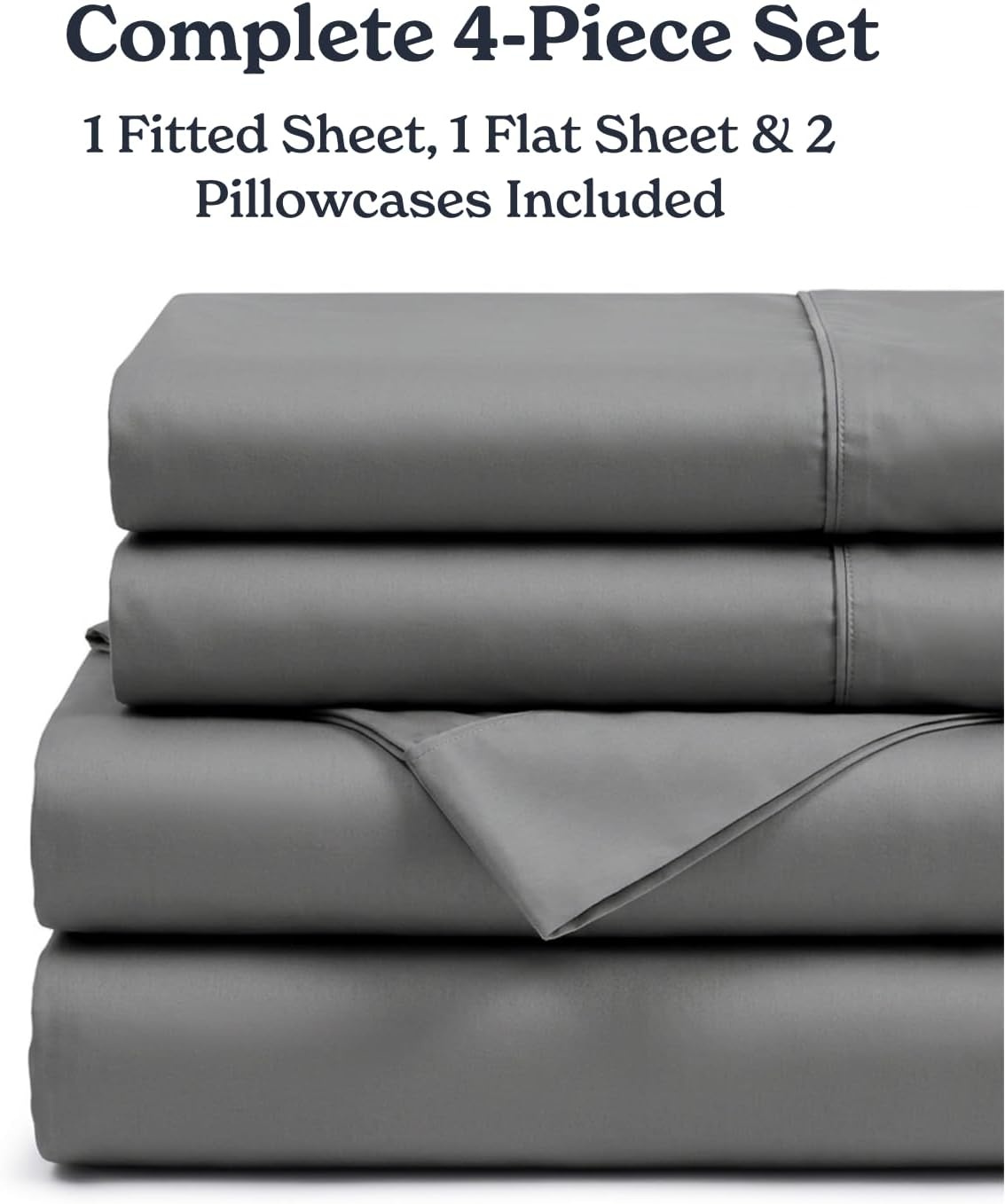 image:imageBeckham Hotel Collection King 4 Piece Cooling Sheet Set for Hot Sleepers Silky Soft Breathable amp Cooling Summer Bed Sheets Fits Mattress Up to 16 Deep Pockets Wrinkle amp Fade Free Dark Gray