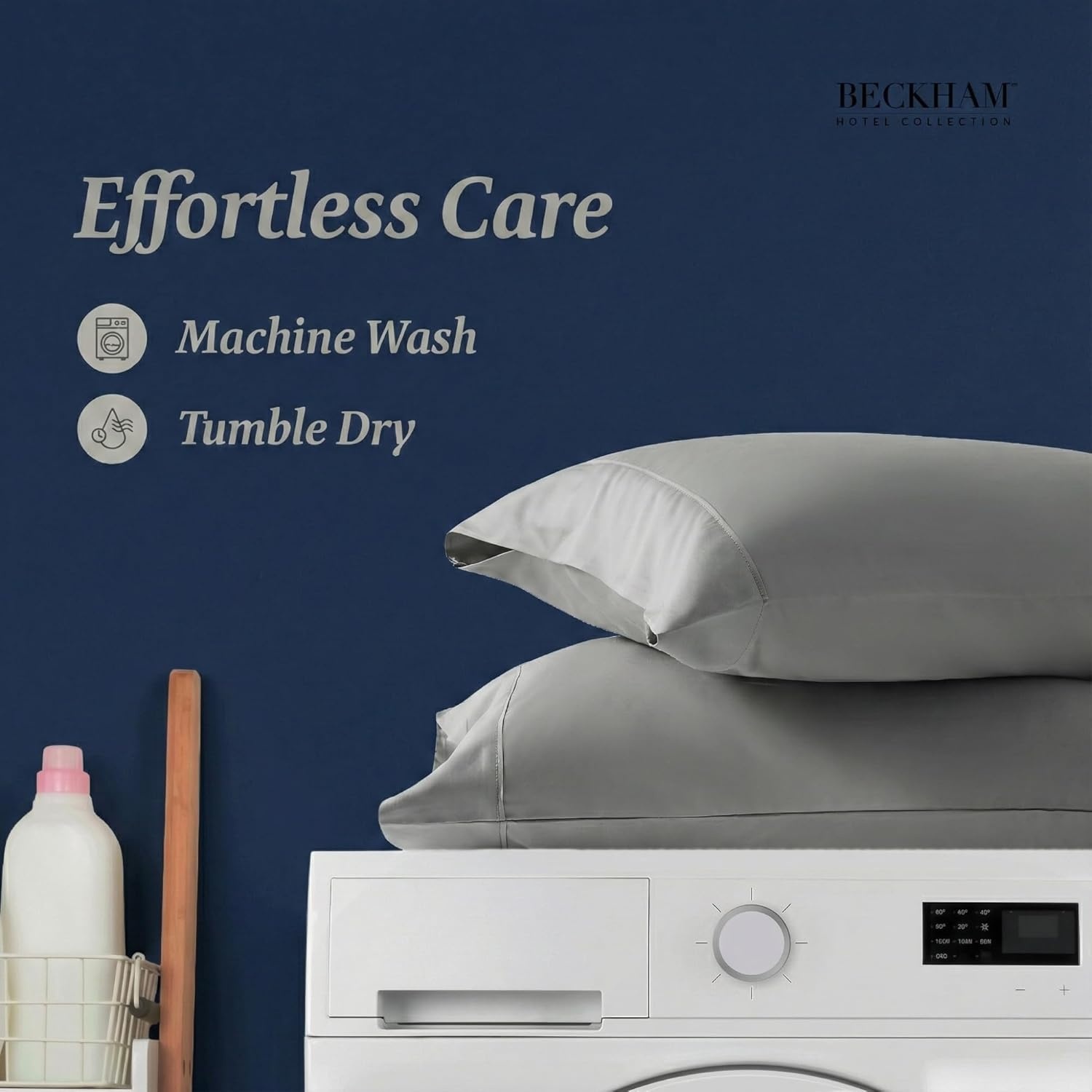image:imageBeckham Hotel Collection King Pillows with Cotton Pillowcases Sets of 2 Soft Down Alternative Pillows Open End Cases for Easy Changing Dark Gray