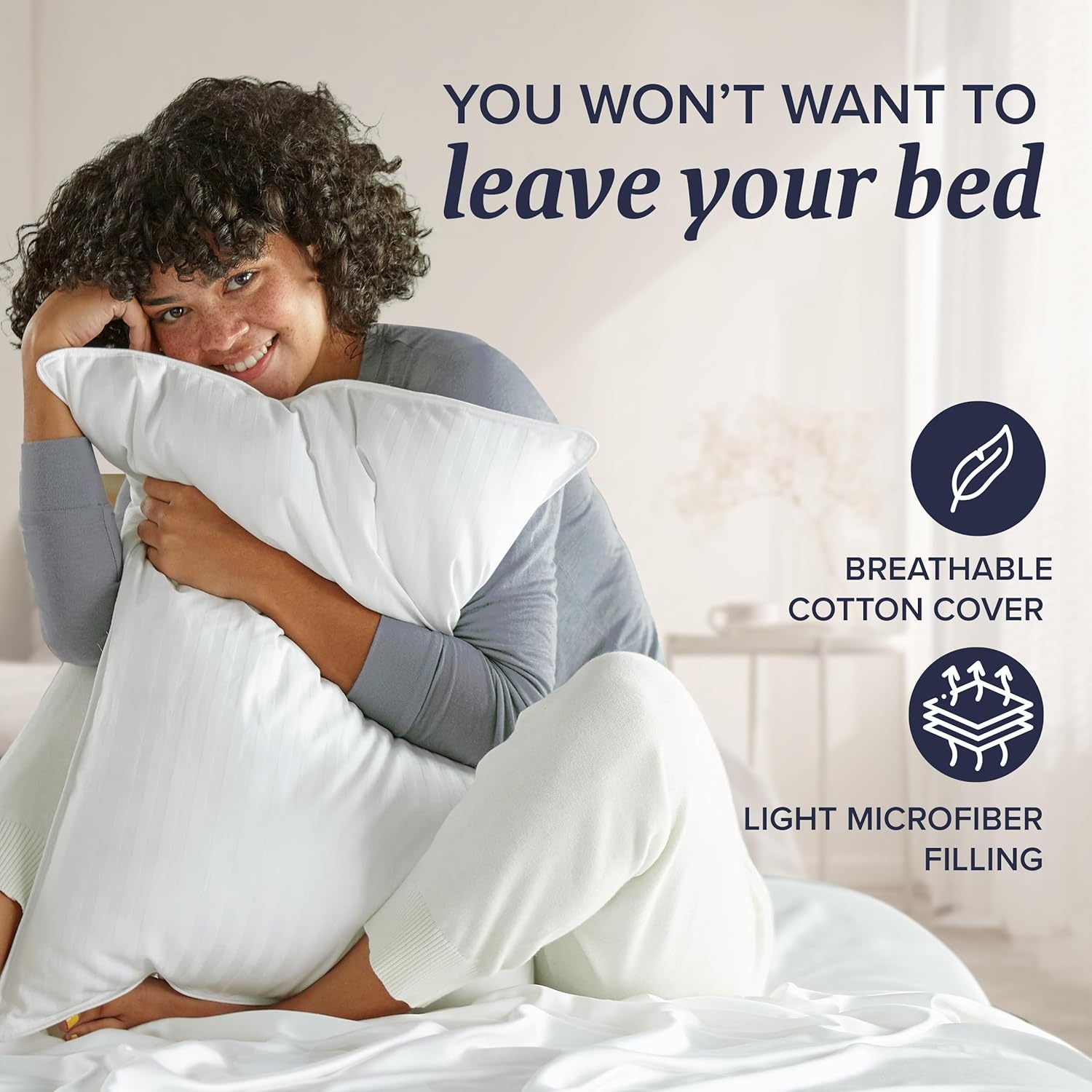 image:imageBeckham Hotel Collection King Pillows with Cotton Pillowcases Sets of 2 Soft Down Alternative Pillows Open End Cases for Easy Changing Dark Gray