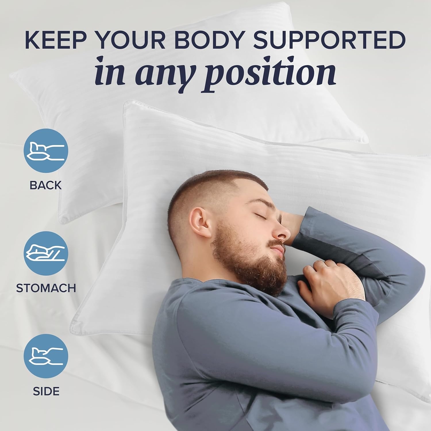 image:imageBeckham Hotel Collection King Size Memory Foam Adjustable Fill Bed Pillows Set of 2 Cooling Shredded Foam Pillow for Back Stomach or Side SleepersKing Adjustable Foam Pack of 2