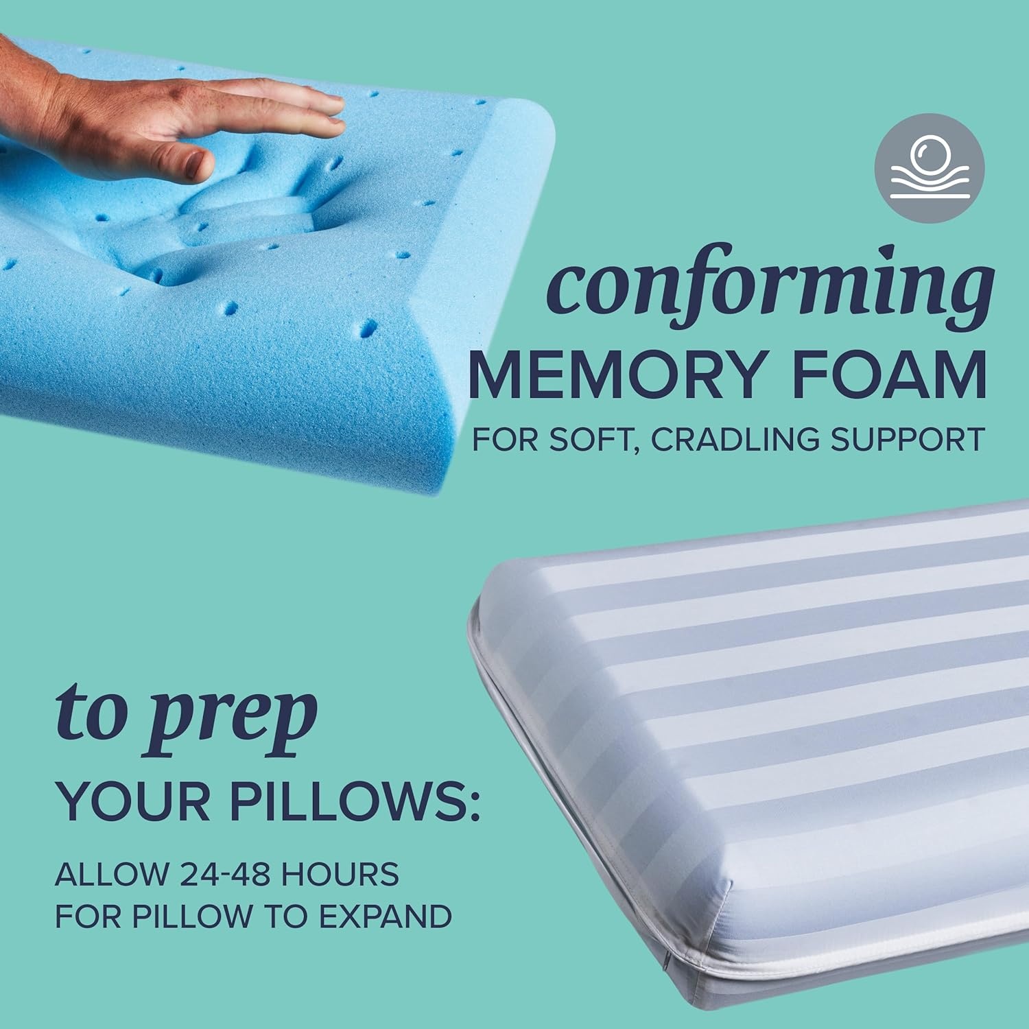image:imageBeckham Hotel Collection King Size Memory Foam Adjustable Fill Bed Pillows Set of 2 Cooling Shredded Foam Pillow for Back Stomach or Side SleepersKing Firm Foam
