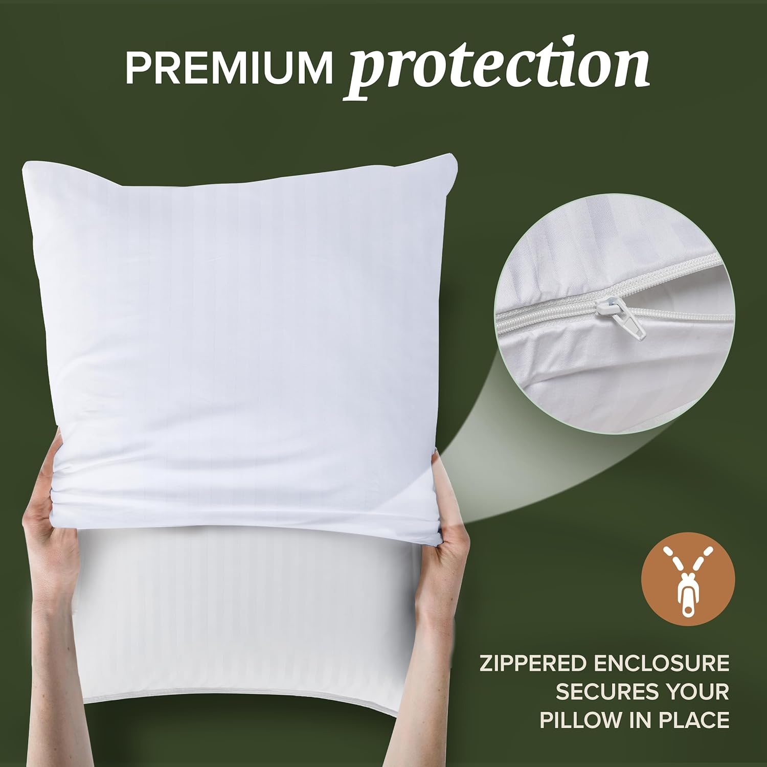 image:imageBeckham Hotel Collection King Size Pillow Protector 2 Pack with Zipper Soft and Breathable Cotton Pillow Protector CoversKing