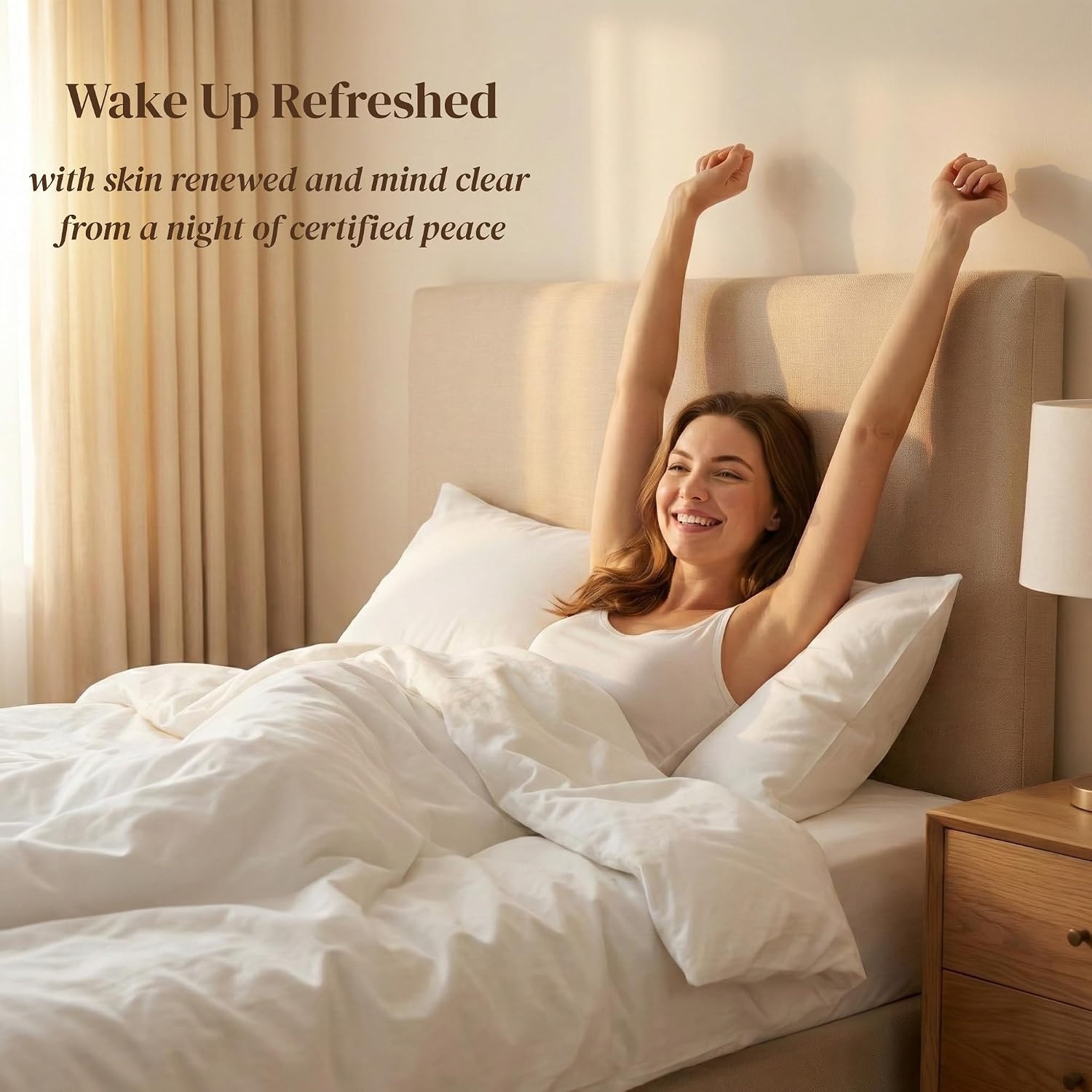 image:imageBeckham Hotel Collection Pillowcases Queen Size Set of 2 Cool Touch Cotton Sateen Fabric 500TC Silky Smooth amp Soft Open End Aqua Gray03 Gray
