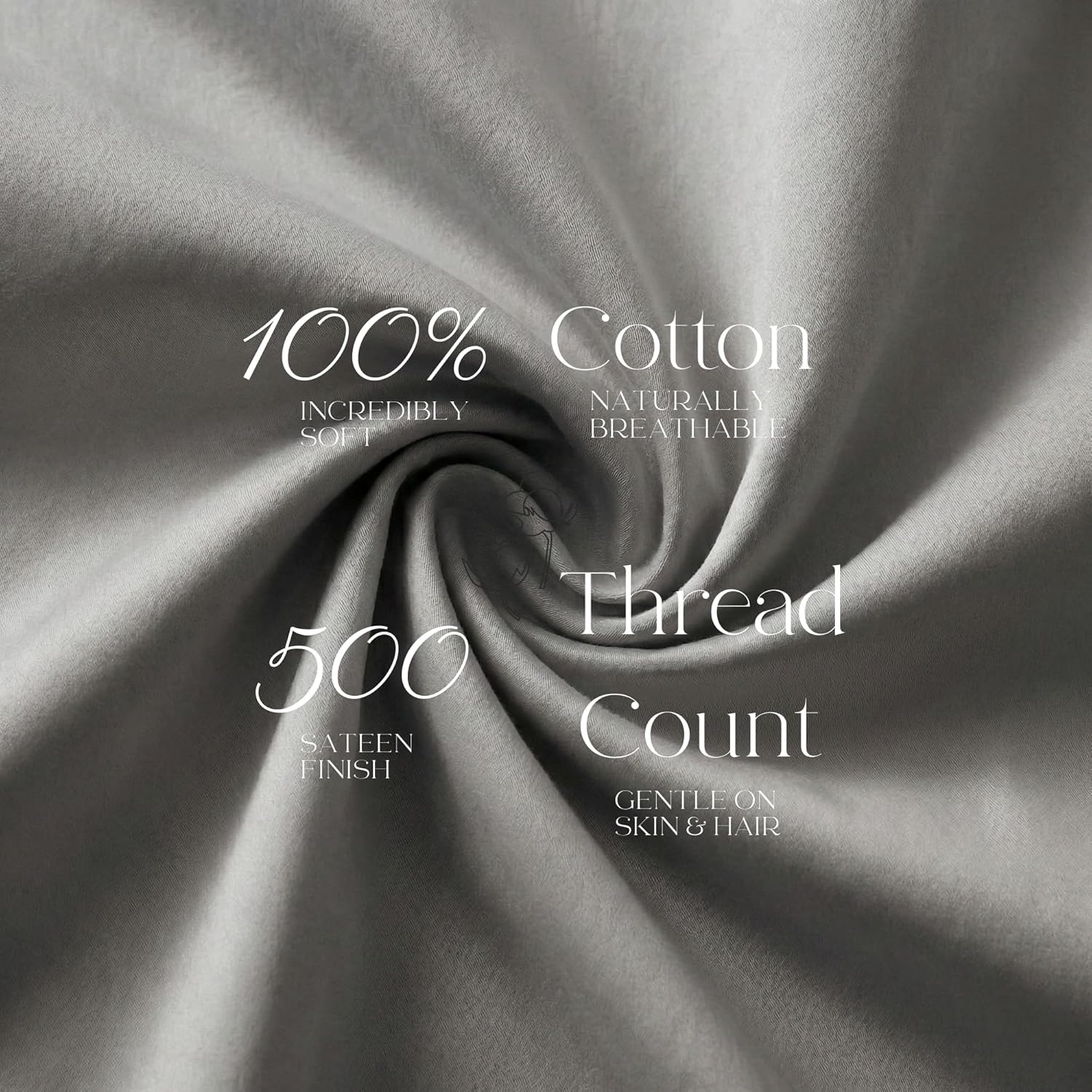 image:imageBeckham Hotel Collection Pillowcases Queen Size Set of 2 Cool Touch Cotton Sateen Fabric 500TC Silky Smooth amp Soft Open End Aqua Gray03 Gray