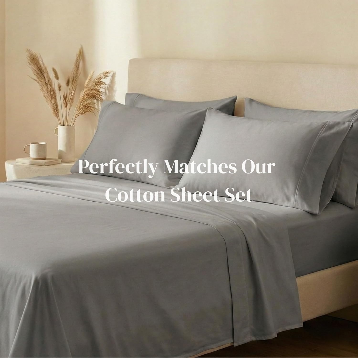 image:imageBeckham Hotel Collection Pillowcases Queen Size Set of 2 Cool Touch Cotton Sateen Fabric 500TC Silky Smooth amp Soft Open End Aqua Gray03 Gray