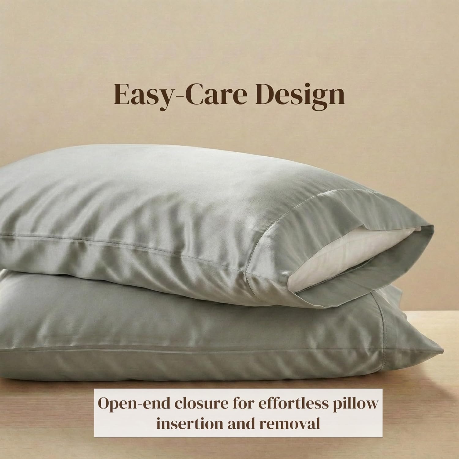 image:imageBeckham Hotel Collection Pillowcases Queen Size Set of 2 Cool Touch Cotton Sateen Fabric 500TC Silky Smooth amp Soft Open End Aqua Gray06 Aqua Gray