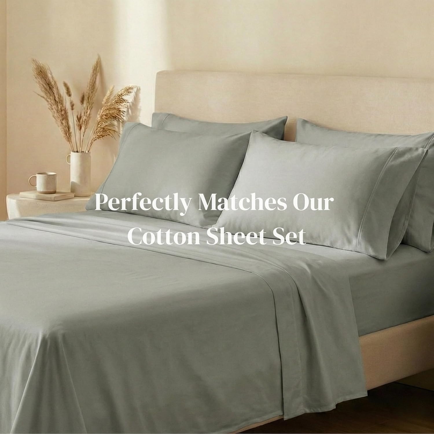 image:imageBeckham Hotel Collection Pillowcases Queen Size Set of 2 Cool Touch Cotton Sateen Fabric 500TC Silky Smooth amp Soft Open End Aqua Gray06 Aqua Gray