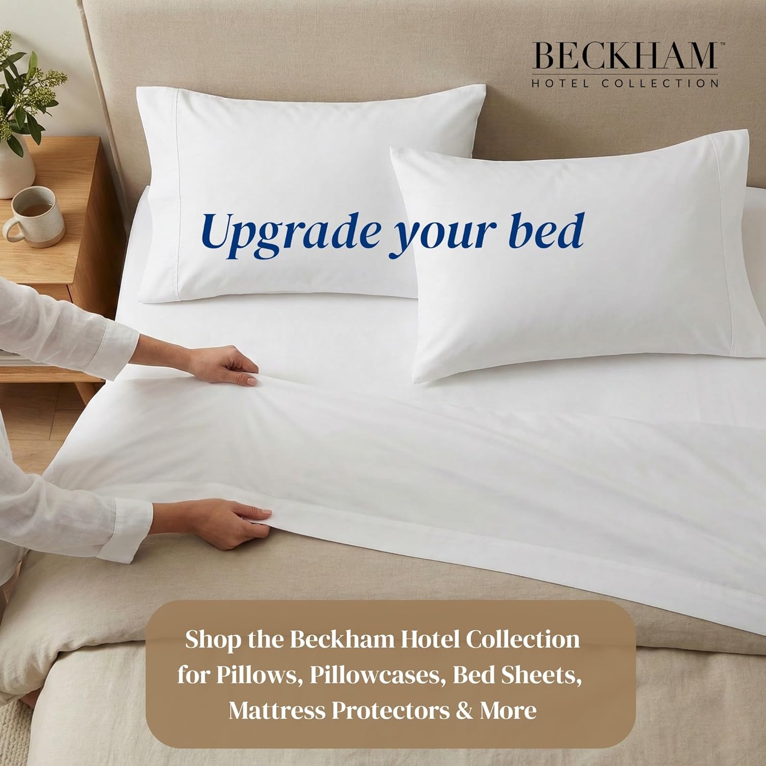 image:imageBeckham Hotel Collection Sheets Set King Size 100 Cotton Sateen Fabric Silky Smooth amp Soft Cool Touch 16 Deep Pocket 4Piece White06 Aqua Gray