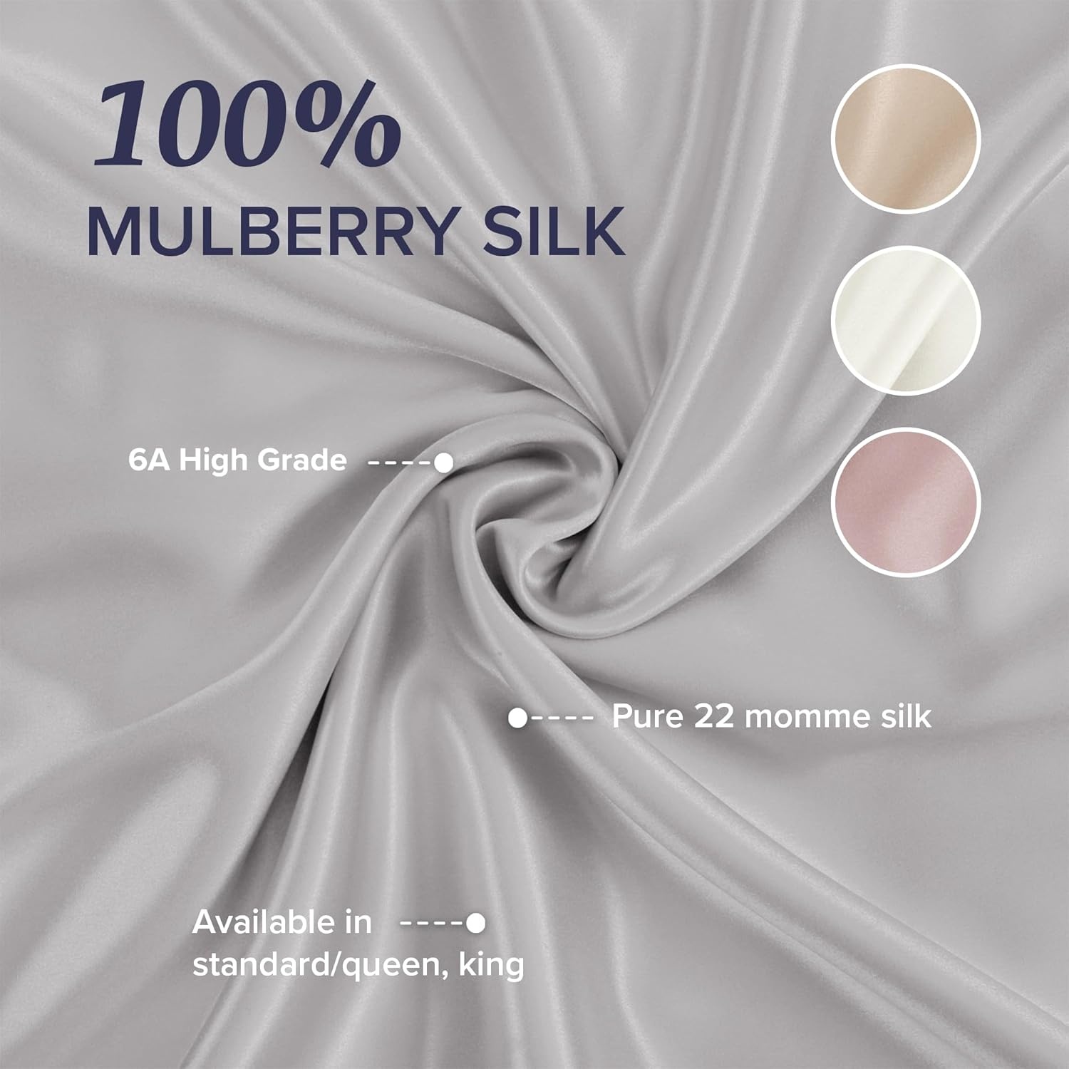 image:imageBeckham Hotel Collection Silk Pillow Case with Zipper 100 Mulberry Silk Pillowcase for Hair amp Skin 22 Momme 6A Grade OekoTEX Certified 1PC Queen Cherry Pink02 Silver Cloud