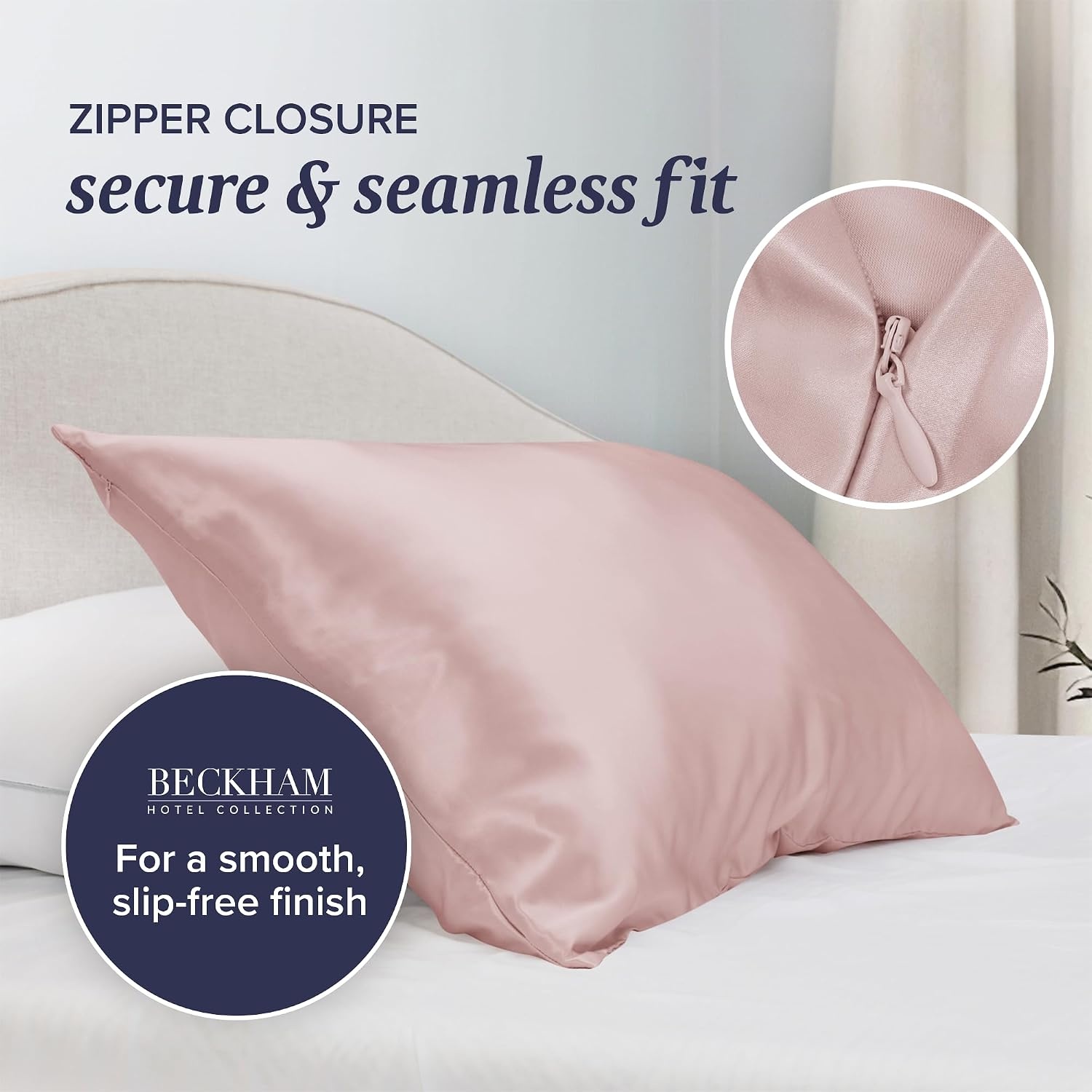 image:imageBeckham Hotel Collection Silk Pillow Case with Zipper 100 Mulberry Silk Pillowcase for Hair amp Skin 22 Momme 6A Grade OekoTEX Certified 1PC Queen Cherry Pink04 Cherry Pink
