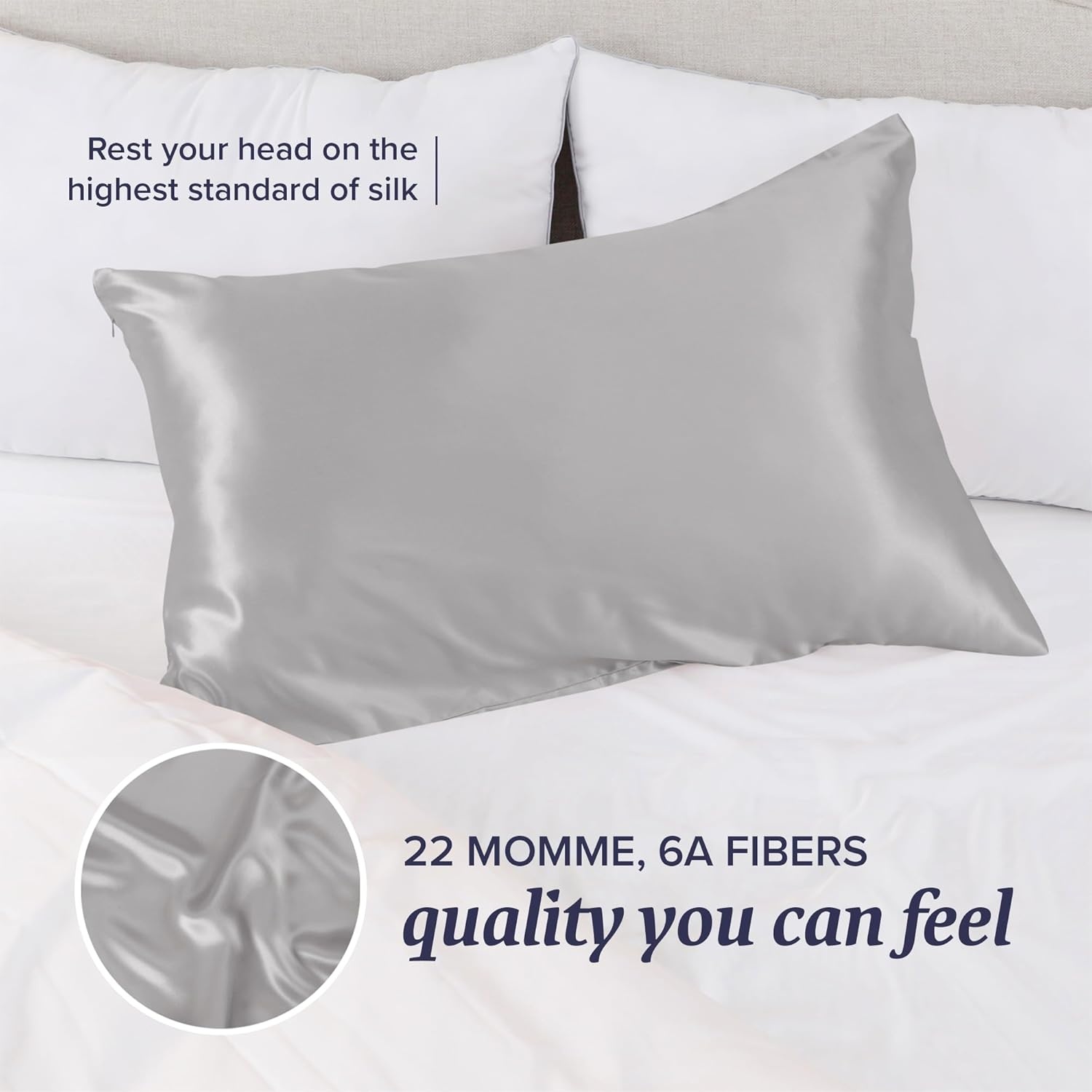 image:imageBeckham Hotel Collection Silk Pillow Case with Zipper 100 Mulberry Silk Pillowcase for Hair amp Skin 22 Momme 6A Grade OekoTEX Certified 1PC Queen Cherry Pink02 Silver Cloud