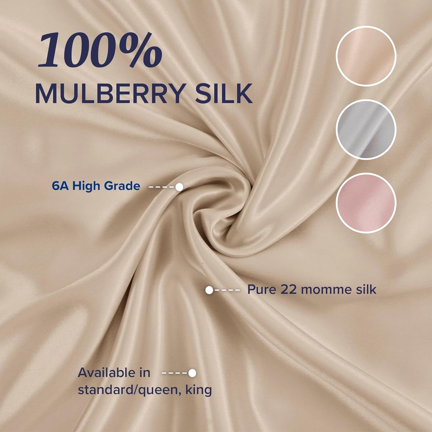 image:imageBeckham Hotel Collection Silk Pillow Case with Zipper 100 Mulberry Silk Pillowcase for Hair amp Skin 22 Momme 6A Grade OekoTEX Certified 1PC Queen Cherry Pink03 Champagne