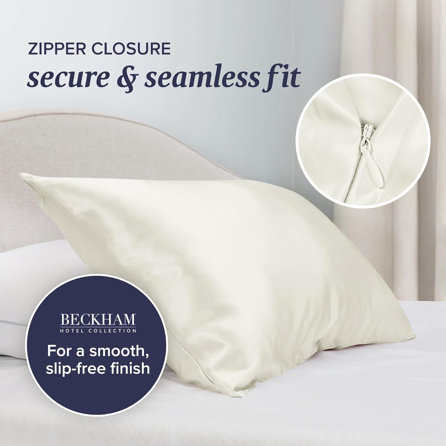 image:imageBeckham Hotel Collection Silk Pillow Case with Zipper 100 Mulberry Silk Pillowcase for Hair amp Skin 22 Momme 6A Grade OekoTEX Certified 1PC Queen Cherry Pink01 Ivory