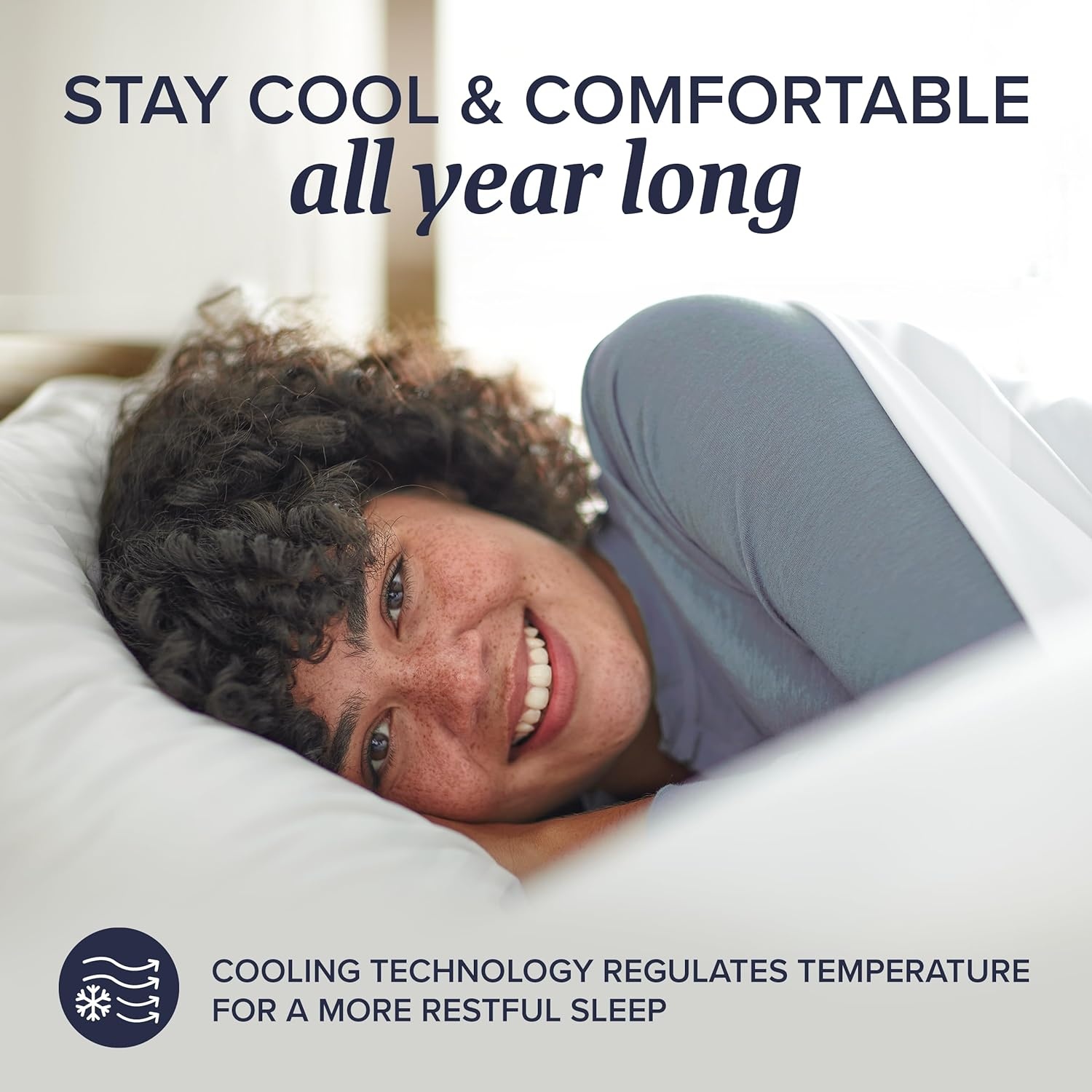 image:imageBeckham Hotel Collection Summer Sanctuary King Pillow Cooling Qmax Adjustable Down Alternative Pillow wExtra Fill Ideal for Side Back Stomach SleepersKing Size