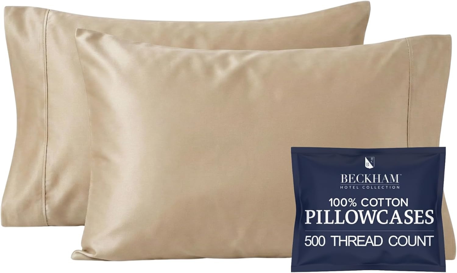 image:imageBeckham Hotel Collection White Cooling amp Sand Cotton Pillowcases King