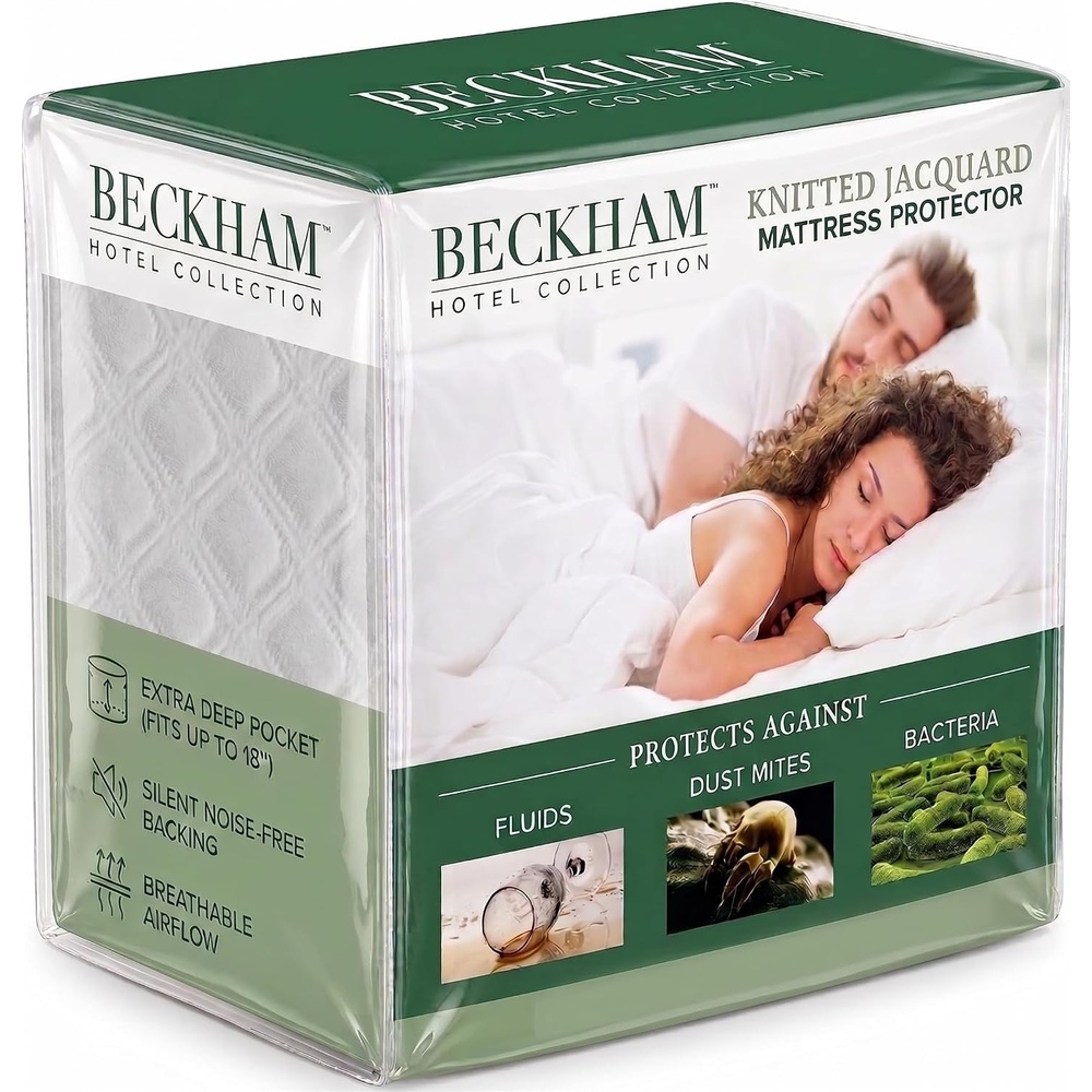 image:imageBeckham Hotel Collection Mattress Protector HotelGrade Viscose Blend Silent Waterproof Protection that Preserves Mattress Feel Twin XLFull