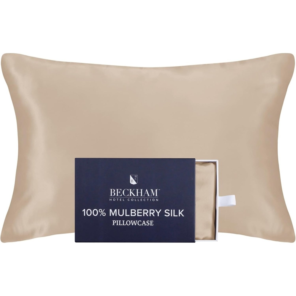 image:imageBeckham Hotel Collection Silk Pillow Case with Zipper 100 Mulberry Silk Pillowcase for Hair amp Skin 22 Momme 6A Grade OekoTEX Certified 1PC Queen Cherry Pink03 Champagne