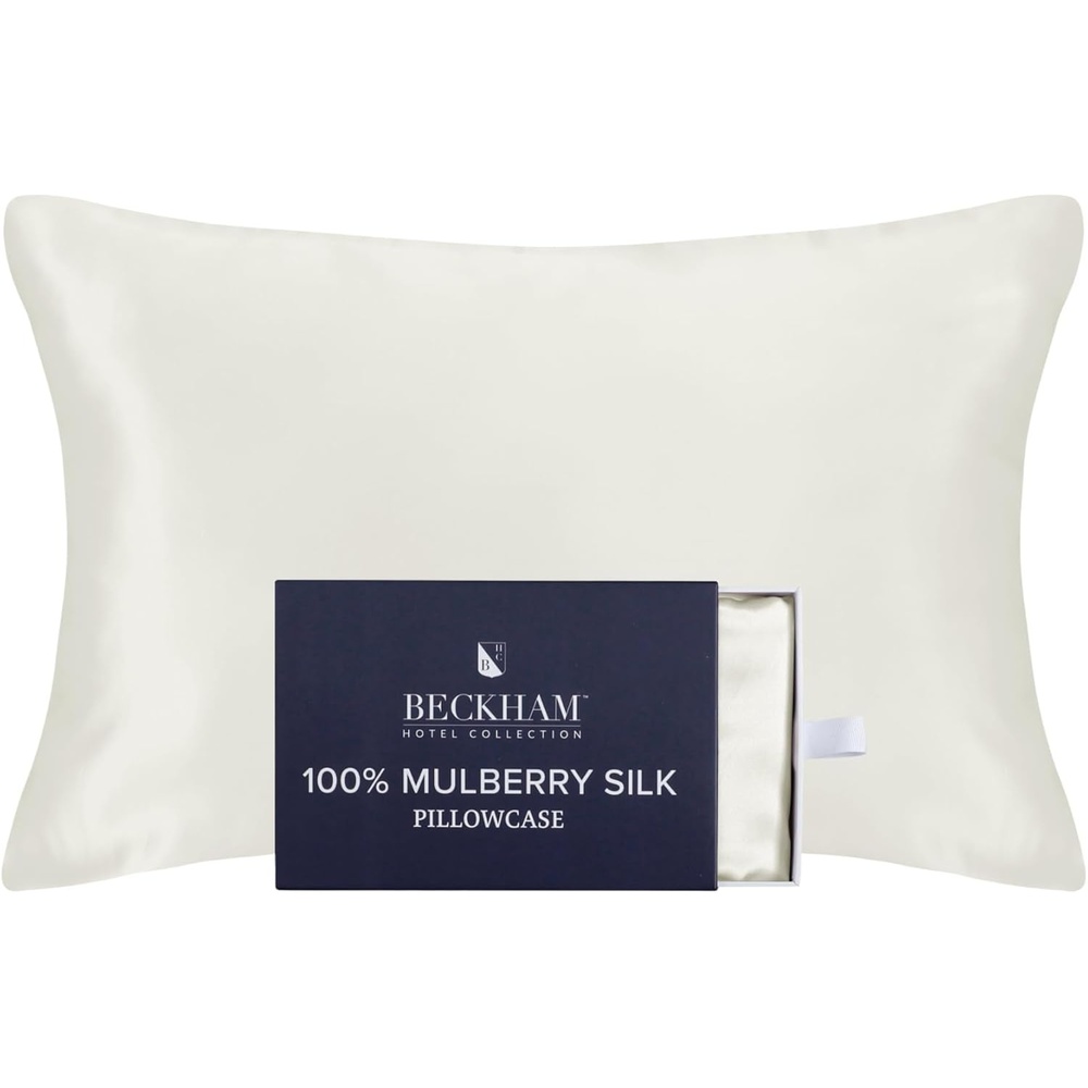 image:imageBeckham Hotel Collection Silk Pillow Case with Zipper 100 Mulberry Silk Pillowcase for Hair amp Skin 22 Momme 6A Grade OekoTEX Certified 1PC Queen Cherry Pink01 Ivory