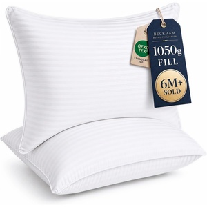 image:imageBeckham Hotel Collection Bed Pillows King Size Set of 2  Down Alternative Pillow for Back Stomach or Side SleepersWhite
