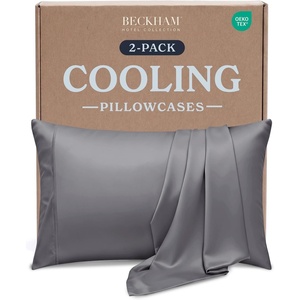 image:imageBeckham Hotel Collection Cooling Pillowcases for Hot Sleepers King Size Set of 2 Cool Bedding Envelope Closure Silky Soft Breathable MoistureWicking White04  Dark Gray