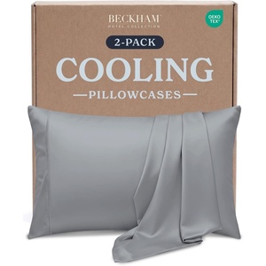 image:imageBeckham Hotel Collection Cooling Pillowcases for Hot Sleepers King Size Set of 2 Cool Bedding Envelope Closure Silky Soft Breathable MoistureWicking White02  Light Gray