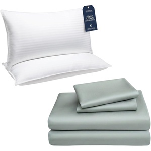 image:imageBeckham Hotel Collection Down Alternative Pillows amp Cotton Sheets 4 Piece Set 16 Deep Pocket 2 Open End Pillowcases King Gray