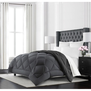 image:imageBeckham Hotel Collection Goose Down Alternative Reversible Comforter  All Season  Premium Quality Luxury Comforter  TwinTwin XL  GreyBlack