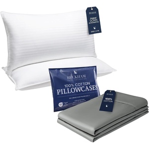 image:imageBeckham Hotel Collection King Pillows with Cotton Pillowcases Sets of 2 Soft Down Alternative Pillows Open End Cases for Easy Changing Dark Gray