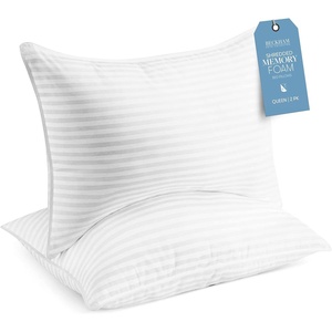 image:imageBeckham Hotel Collection King Size Memory Foam Adjustable Fill Bed Pillows Set of 2  Cooling Shredded Foam Pillow for Back Stomach or Side SleepersQueen Adjustable Foam
