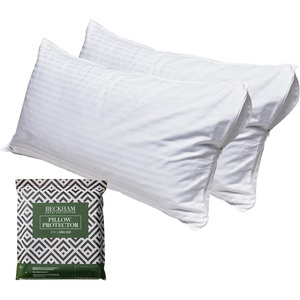 image:imageBeckham Hotel Collection King Size Pillow Protector 2 Pack with Zipper Soft and Breathable Cotton Pillow Protector CoversKing