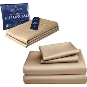 image:imageBeckham Hotel Collection Queen Sheet Set 100 Cotton 500TC Sateen 4 Open End Pillowcases 16 Deep Pocket Fitted Sheet MoistureWicking 6Piece Sand