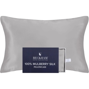 image:imageBeckham Hotel Collection Silk Pillow Case with Zipper 100 Mulberry Silk Pillowcase for Hair amp Skin 22 Momme 6A Grade OekoTEX Certified 1PC Queen Cherry Pink02  Silver Cloud