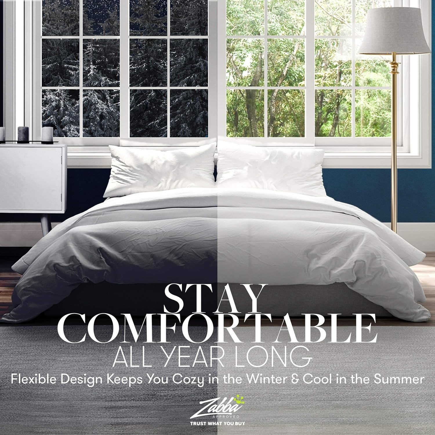 image:imageBeckham Hotel Collection 3Piece Bedding Bundle FullQueen Slate Gray Comforter 2 Down Alternative Pillows 2 Cotton Pillow Protectors All Season UltraSoft amp Breathable Set
