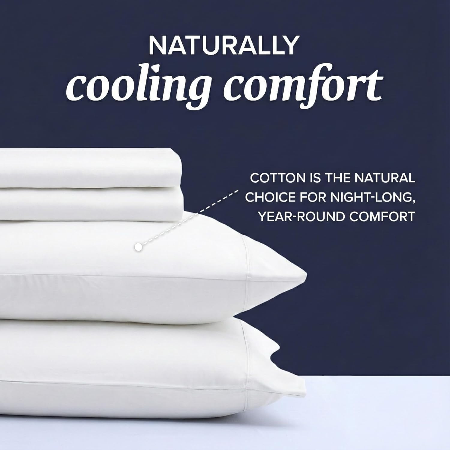 image:imageBeckham Hotel Collection 4Piece Cotton Sheet Set with 2 Additional Cooling Pillowcases for Hot Sleepers King White