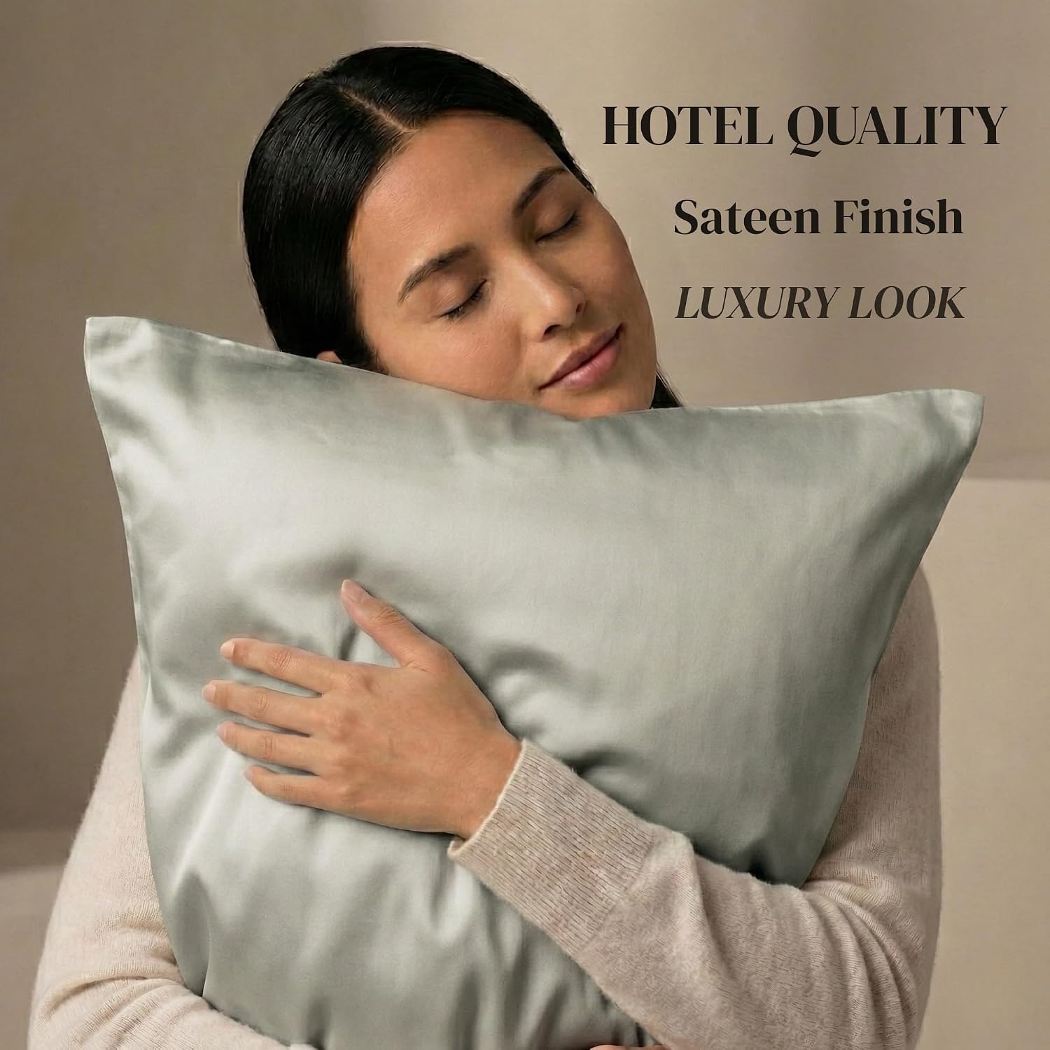 image:imageBeckham Hotel Collection Bed Pillowcases Cotton amp Cooling Queen Gray