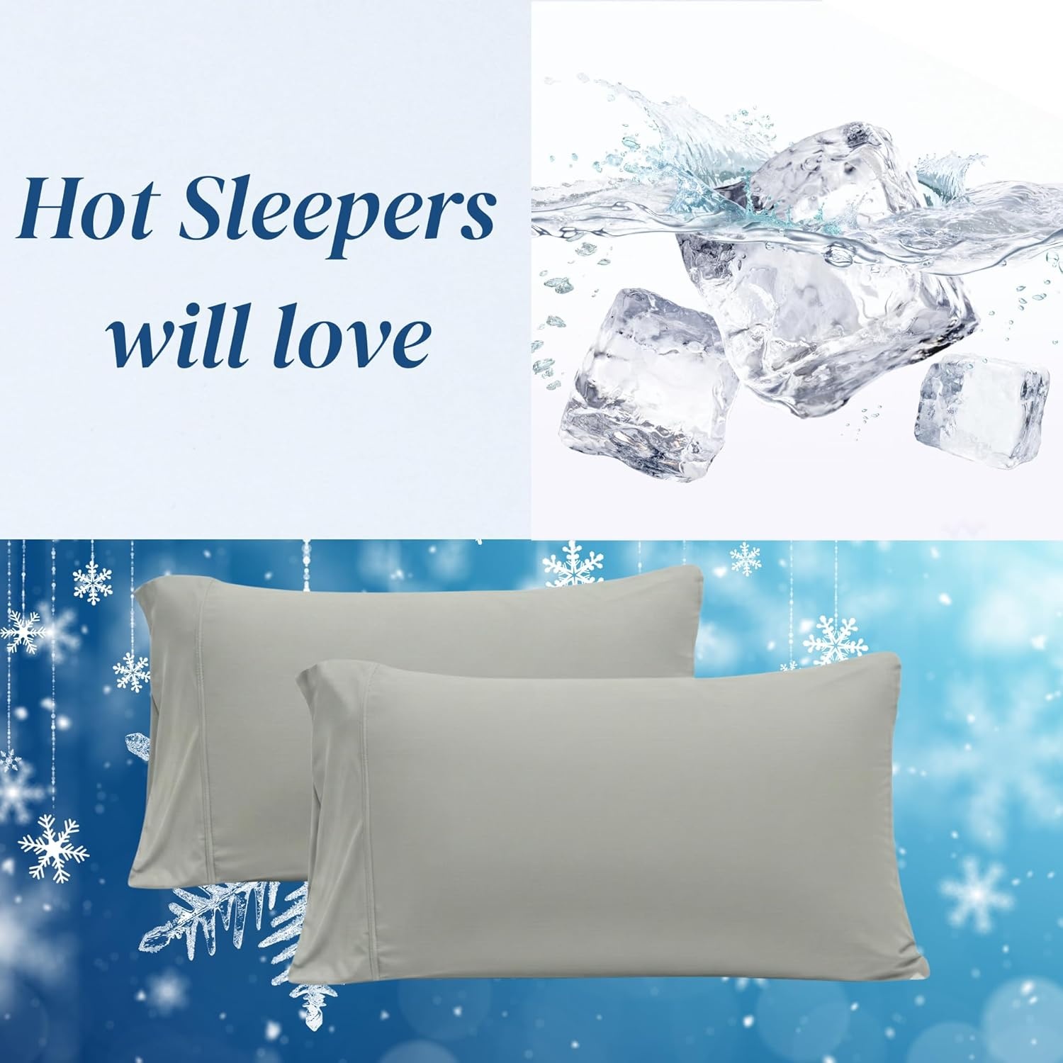 image:imageBeckham Hotel Collection Bed Pillowcases Cotton amp Cooling Queen Gray