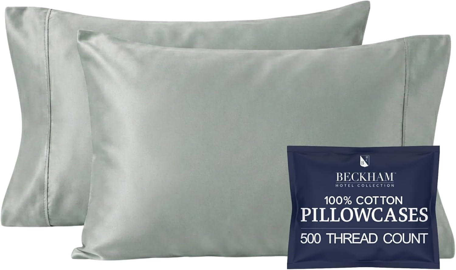 image:imageBeckham Hotel Collection Bed Pillowcases Cotton amp Cooling Queen Gray