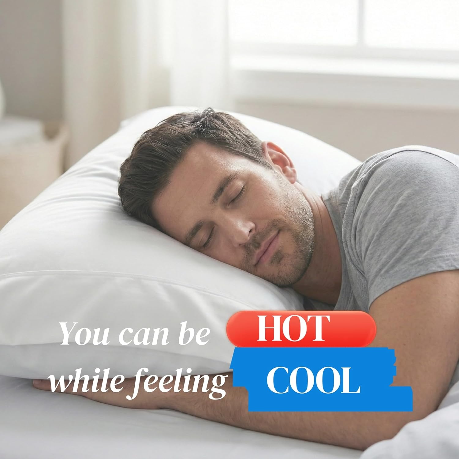 image:imageBeckham Hotel Collection Bed Pillows with Cooling Pillowcases for Hot Sleepers King Size Sets of 2 Soft Down Alternative Pillow for Sleeping Envelope Cases Aqua Gray