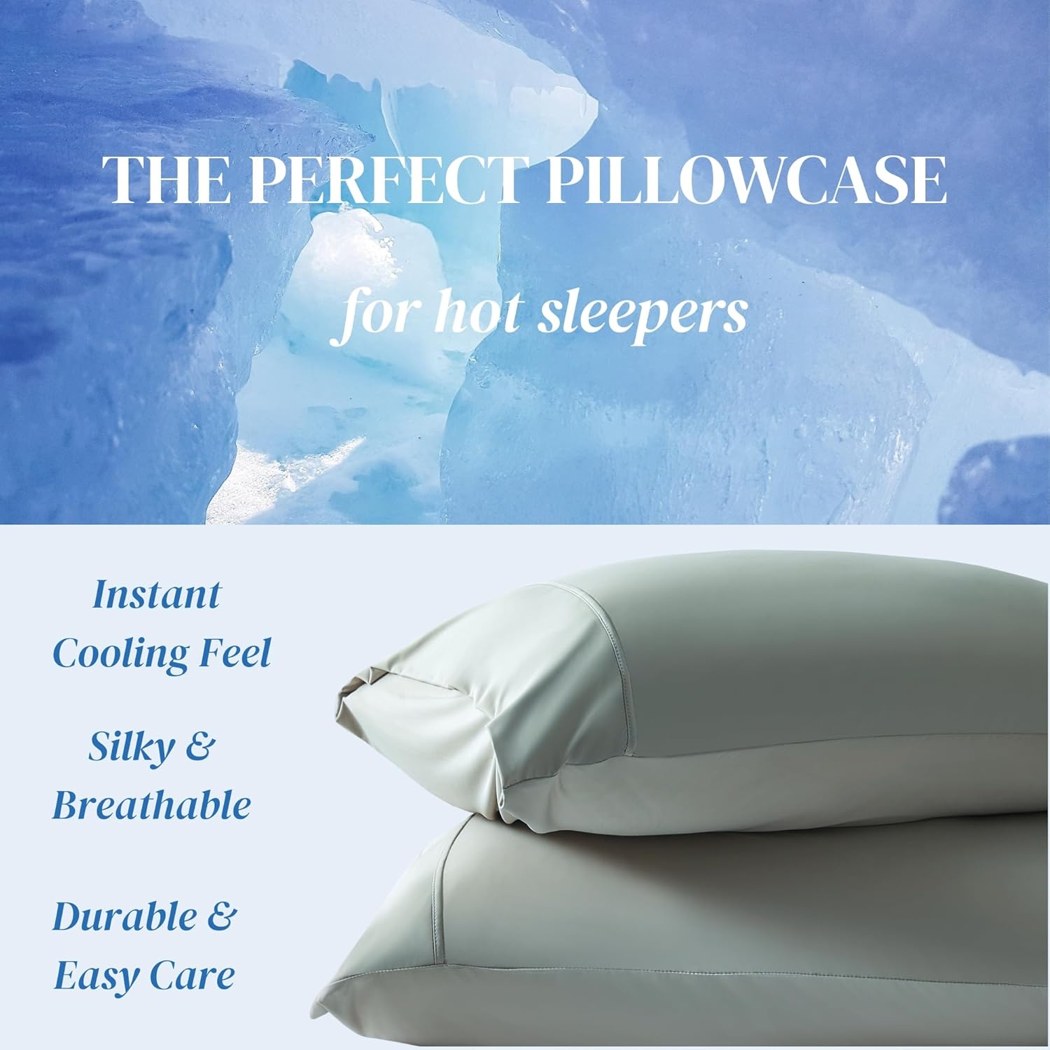 image:imageBeckham Hotel Collection Bed Pillows with Cooling Pillowcases for Hot Sleepers Queen Size Sets of 2 Soft Down Alternative Pillow for Sleeping Envelope Cases Aqua Gray